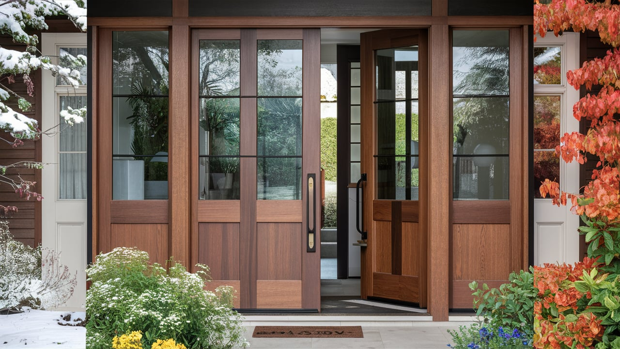 Weather-Resistant Wood Front Doors with Glass
