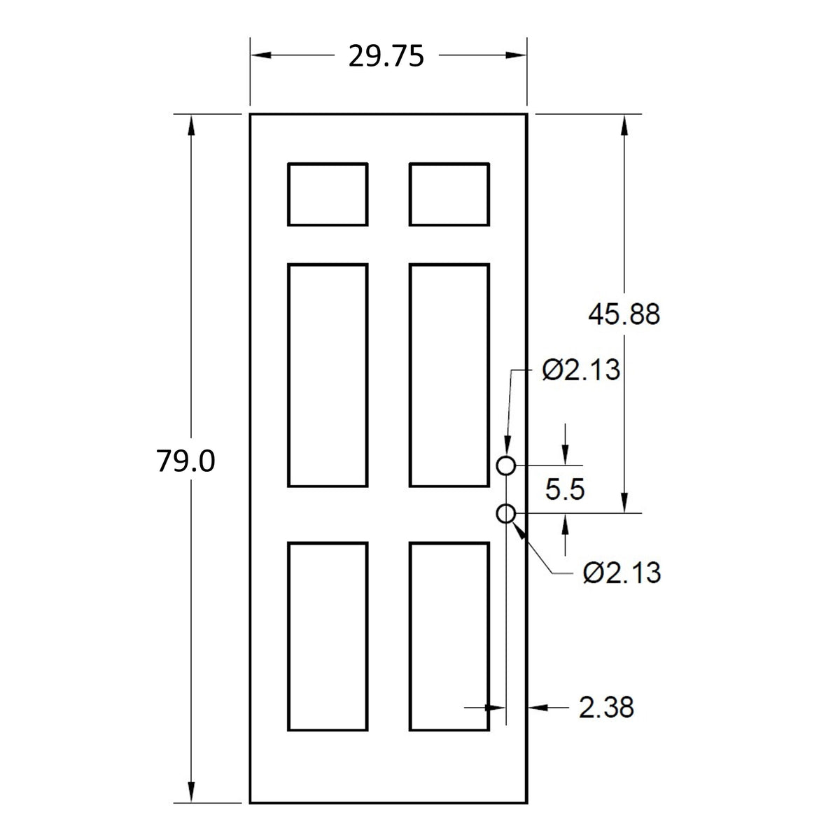 Smooth Fiberglass Entry Door (6 Panel)