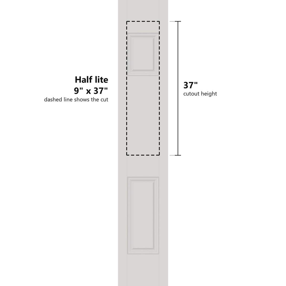 Where a half lite cutout (9" x 37") goes in the 2 panel sidelite
