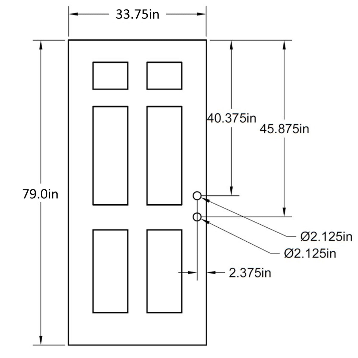 Smooth Fiberglass Entry Door (6 Panel)