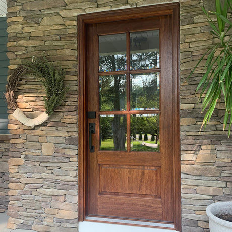 36" Mahogany Entry Door Slab (3/4 Glass 6 Lite)