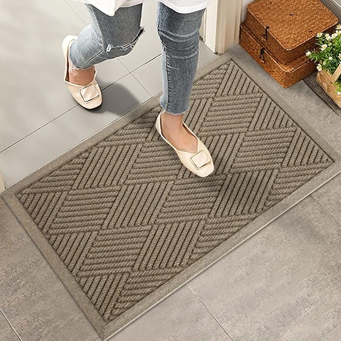 HIYARD Durable Front Doormat for Entryway, 30×17, Beige – Pease