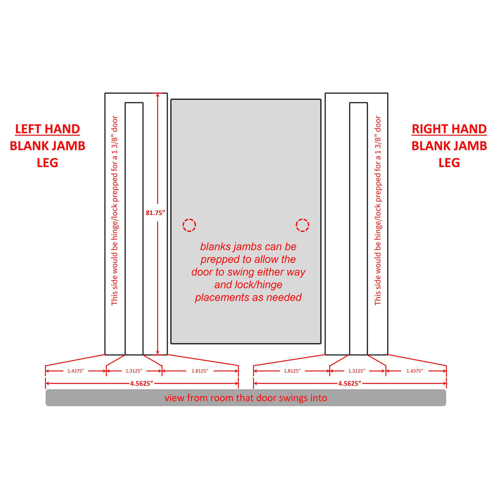Single Interior Jamb Leg (4-9/16" depth, for 80" tall door) - Pease Doors: The Door Store