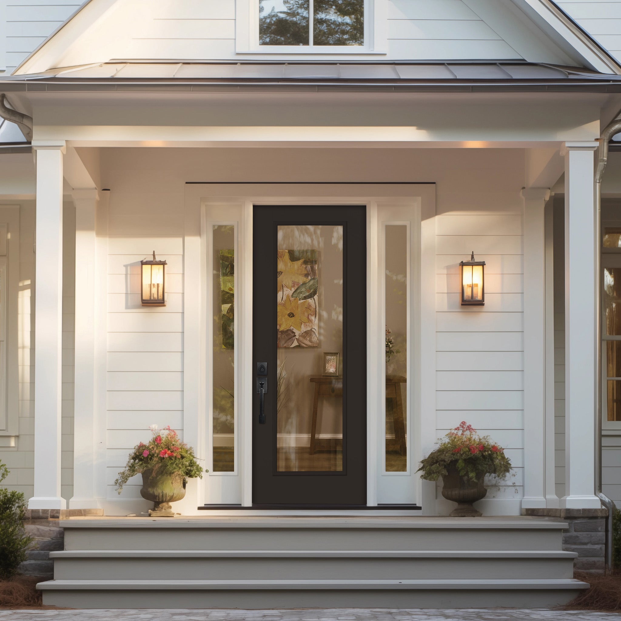 front door with clear glass