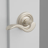 Cortina Lever Interior Lockset with Regular Rosette by Emtek, Satin Nickel, left handed