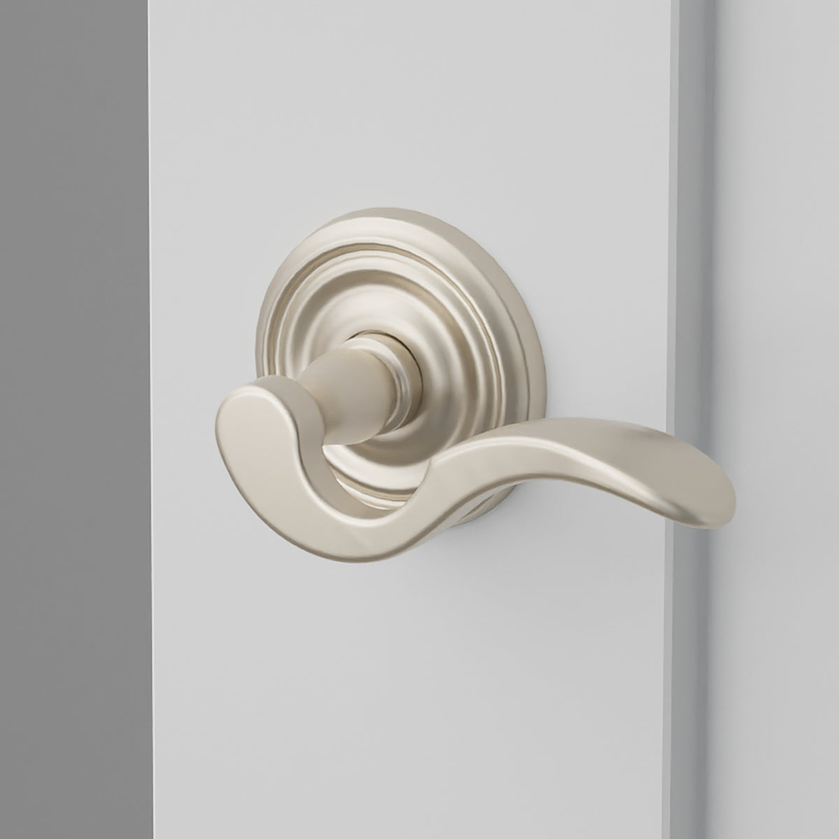 Cortina Lever Interior Lockset with Regular Rosette by Emtek, Satin Nickel, right handed