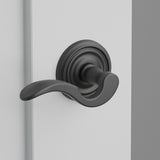 Cortina Lever Interior Lockset with Regular Rosette by Emtek, Flat Black, left handed