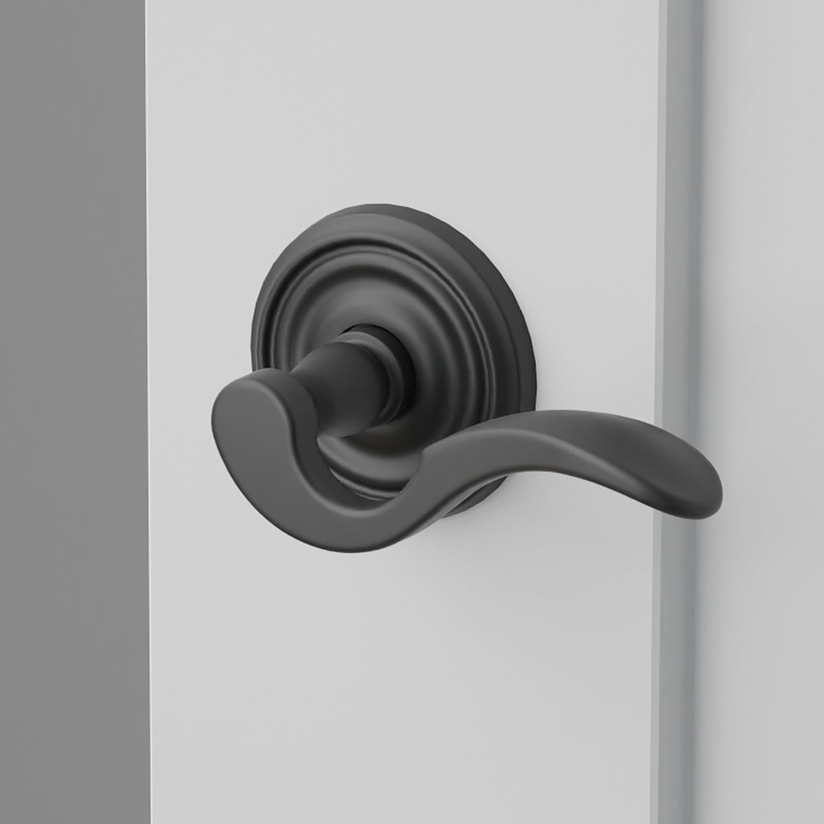 Cortina Lever Interior Lockset with Regular Rosette by Emtek, Flat Black, right handed