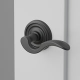 Cortina Lever Interior Lockset with Regular Rosette by Emtek, Flat Black, right handed