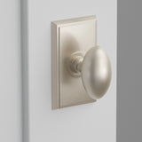Egg Knob Interior Lockset with Rectangular Rosette by Emtek, Satin Nickel
