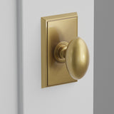 Egg Knob Interior Lockset with Rectangular Rosette by Emtek, Antique Brass