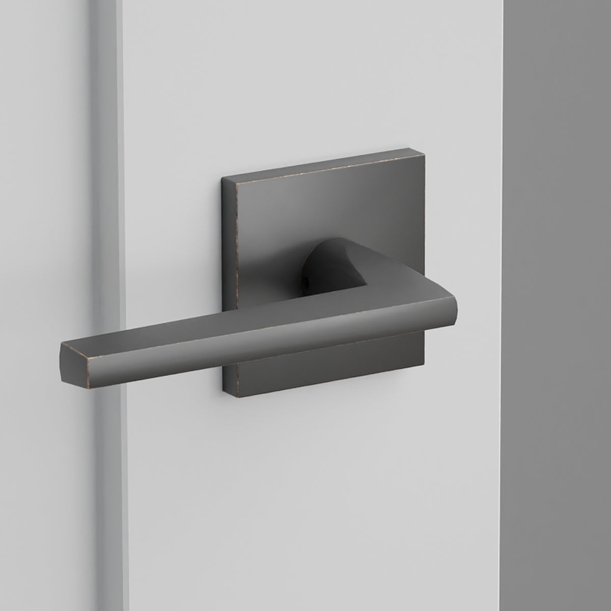 Helios Lever Interior Lockset with Square Rosette by Emtek, Oil-Rubbed Bronze, left handed