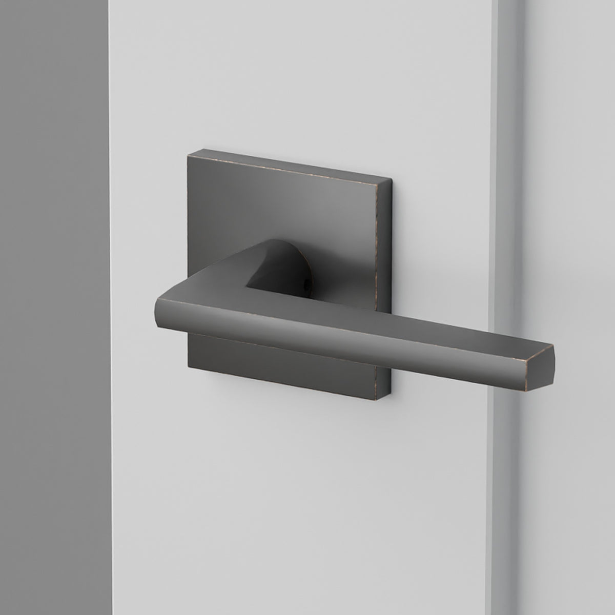 Helios Lever Interior Lockset with Square Rosette by Emtek, Oil-Rubbed Bronze, right handed