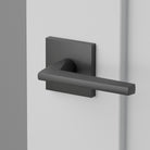Helios Lever Interior Lockset with Square Rosette by Emtek, Flat Black, right handed