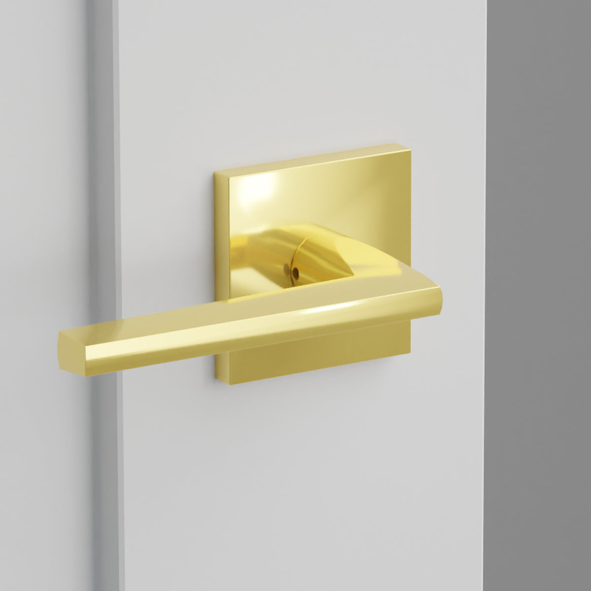 Helios Lever Interior Lockset with Square Rosette by Emtek, Unlacquered Brass, left handed