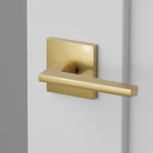Helios Lever Interior Lockset with Square Rosette by Emtek, Antique Brass, right handed