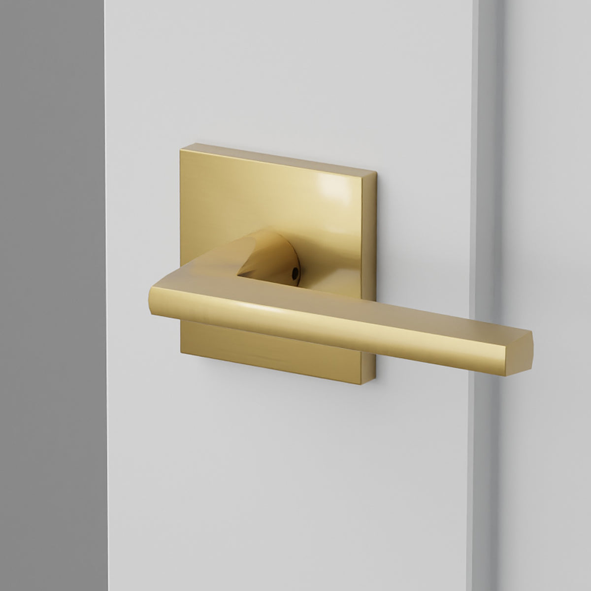Helios Lever Interior Lockset with Square Rosette by Emtek, Antique Brass, right handed
