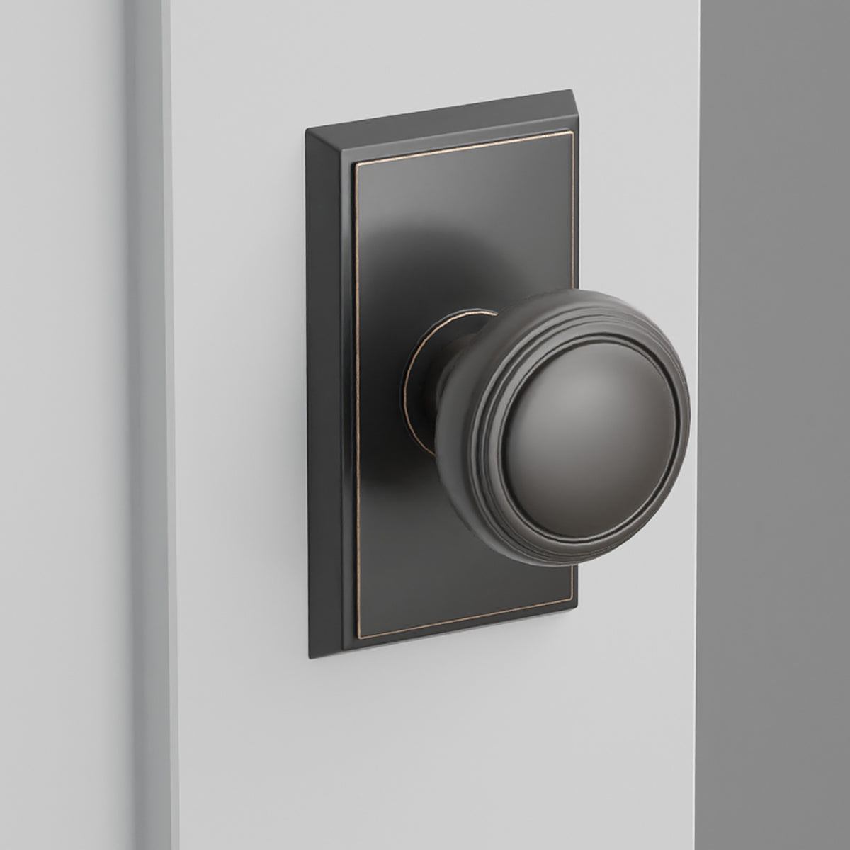 Norwich Knob Interior Lockset with Rectangular Rosette by Emtek, Oil-Rubbed Bronze