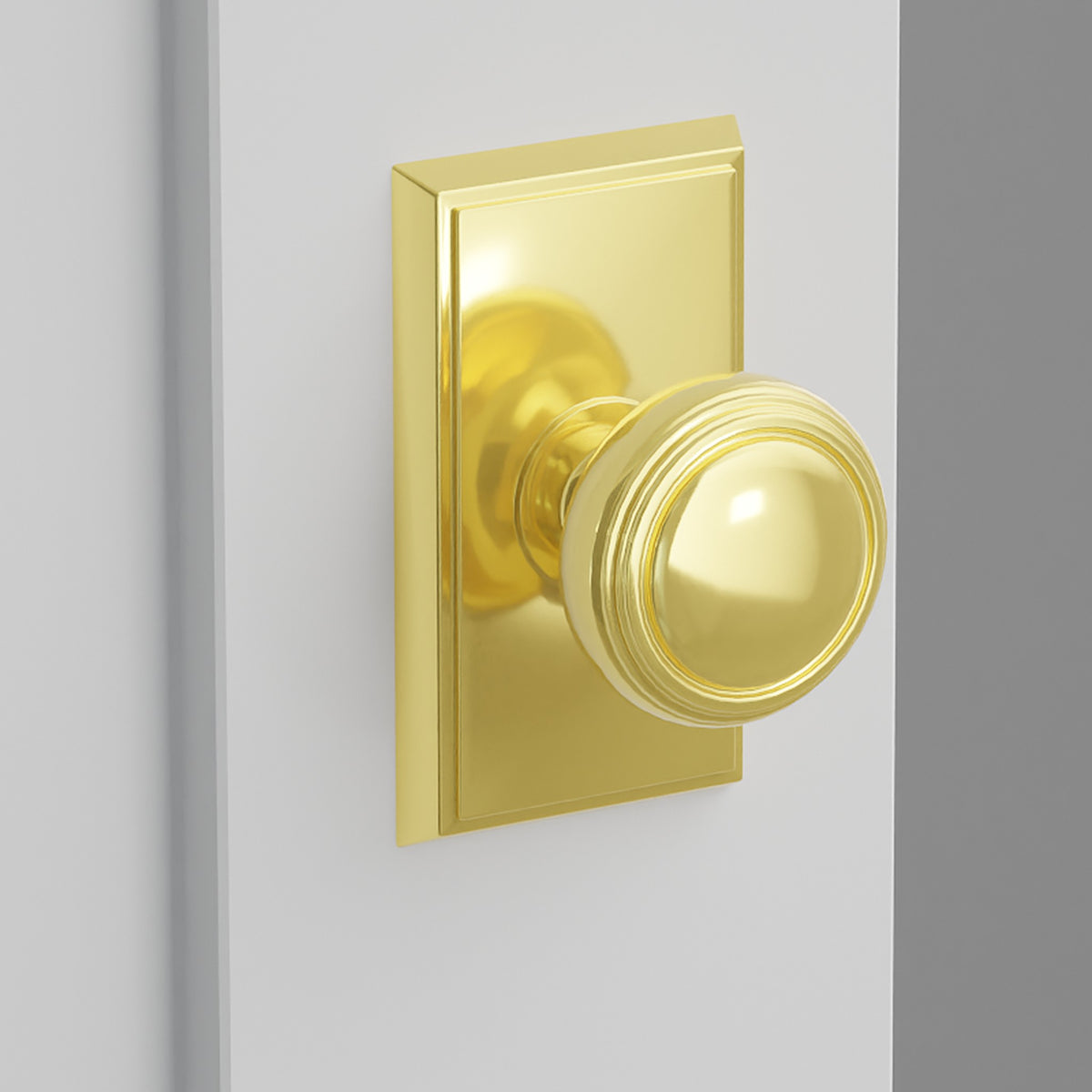 Norwich Knob Interior Lockset with Rectangular Rosette by Emtek, Unlacquered Brass