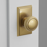 Norwich Knob Interior Lockset with Rectangular Rosette by Emtek, Antique Brass