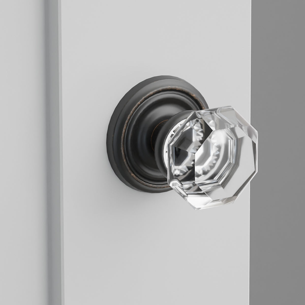 Old Town Crystal Knob Interior Lockset with Regular Rosette by Emtek, Oil-Rubbed Bronze
