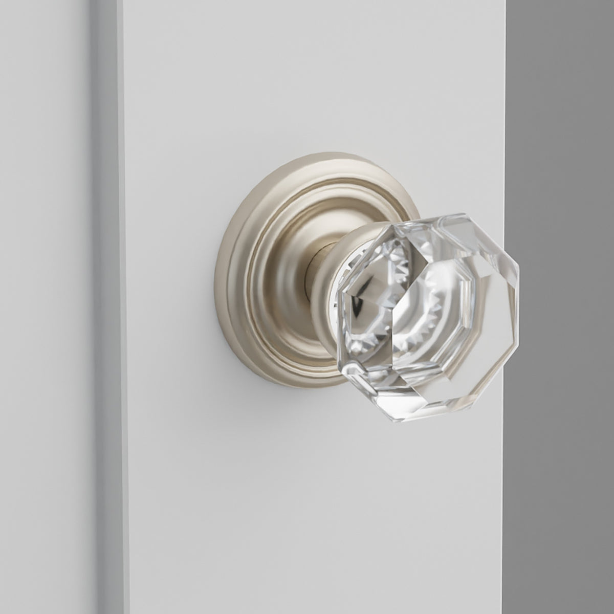 Old Town Crystal Knob Interior Lockset with Regular Rosette by Emtek, Satin Nickel