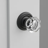 Old Town Crystal Knob Interior Lockset with Regular Rosette by Emtek, Flat Black