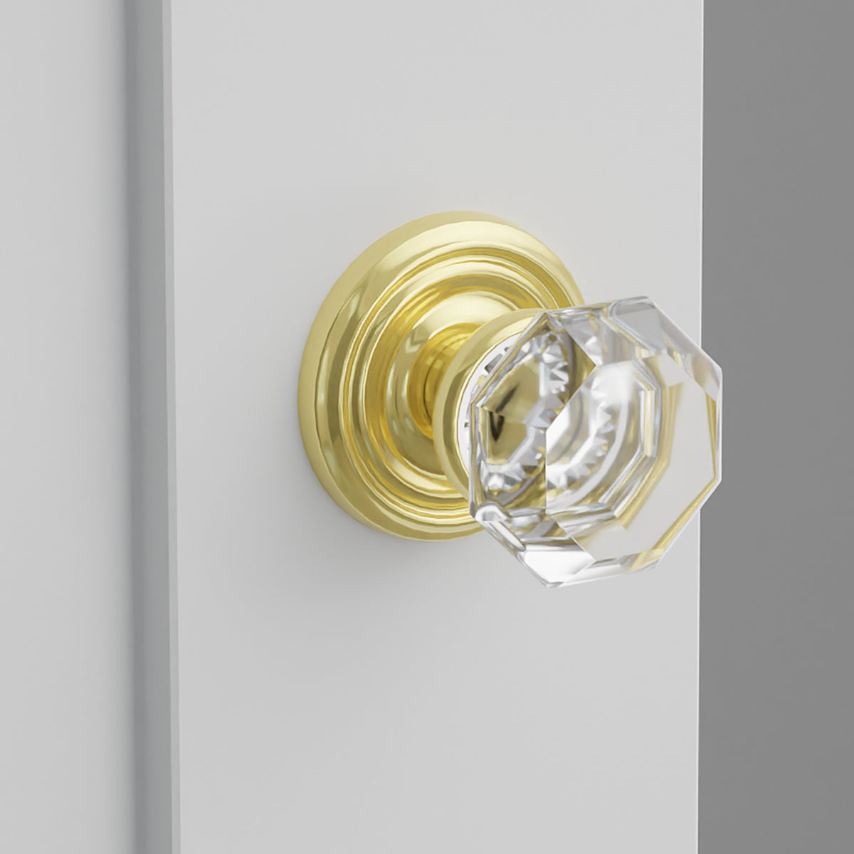 Old Town Crystal Knob Interior Lockset with Regular Rosette by Emtek, Polished Brass