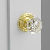 Old Town Crystal Knob Interior Lockset with Regular Rosette by Emtek, Polished Brass