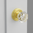 Old Town Crystal Knob Interior Lockset with Regular Rosette by Emtek, Unlacquered Brass