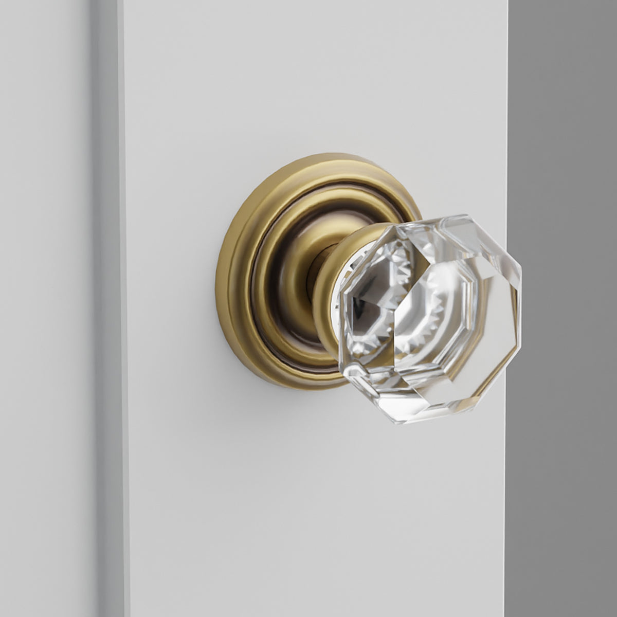 Old Town Crystal Knob Interior Lockset with Regular Rosette by Emtek, Antique Brass