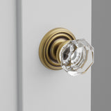 Old Town Crystal Knob Interior Lockset with Regular Rosette by Emtek, Antique Brass