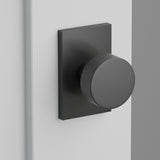 Round Knob Interior Lockset with Modern Rectangular Rosette by Emtek, Flat Black