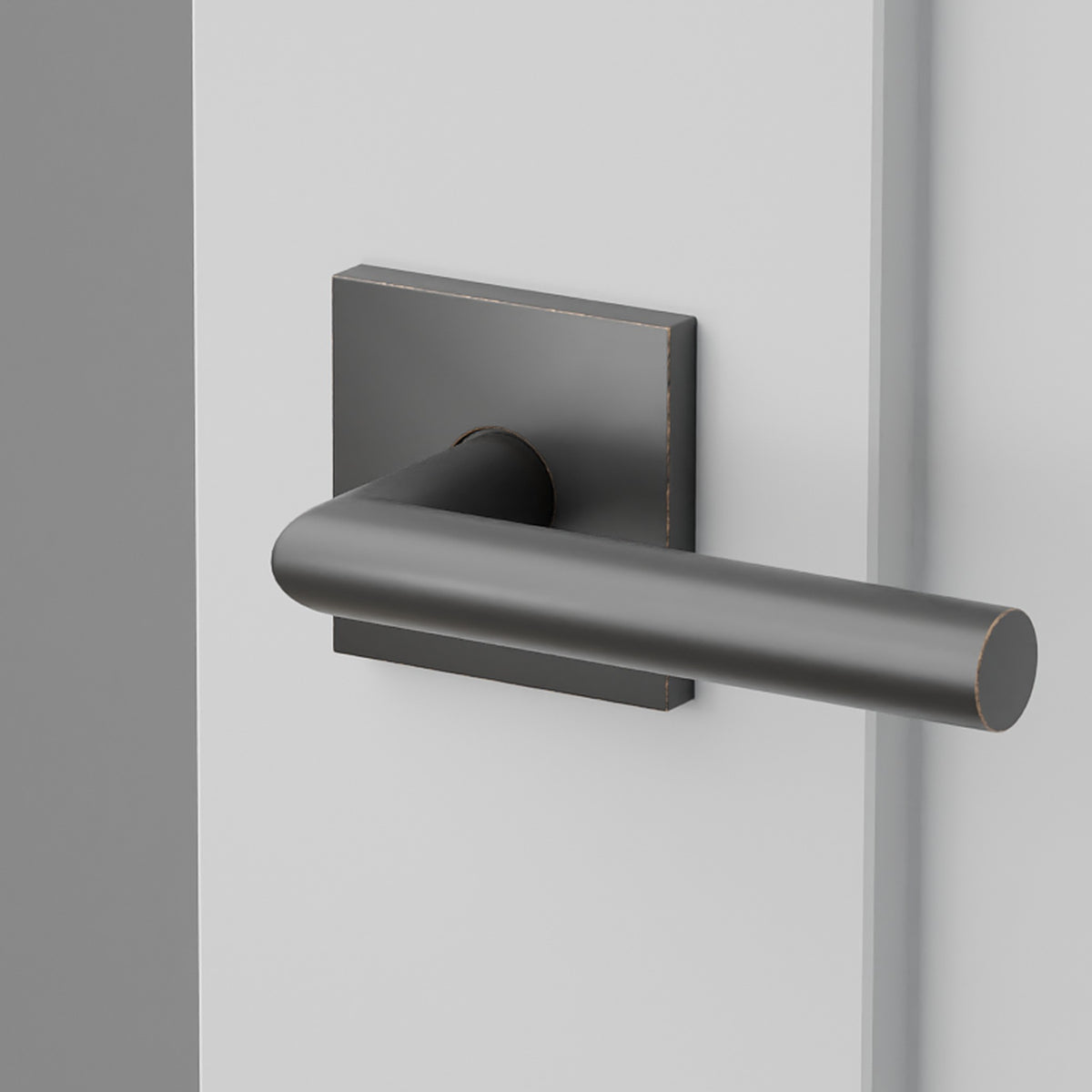 Stuttgart Lever Interior Lockset with Square Rosette by Emtek, Oil-Rubbed Bronze, right handed