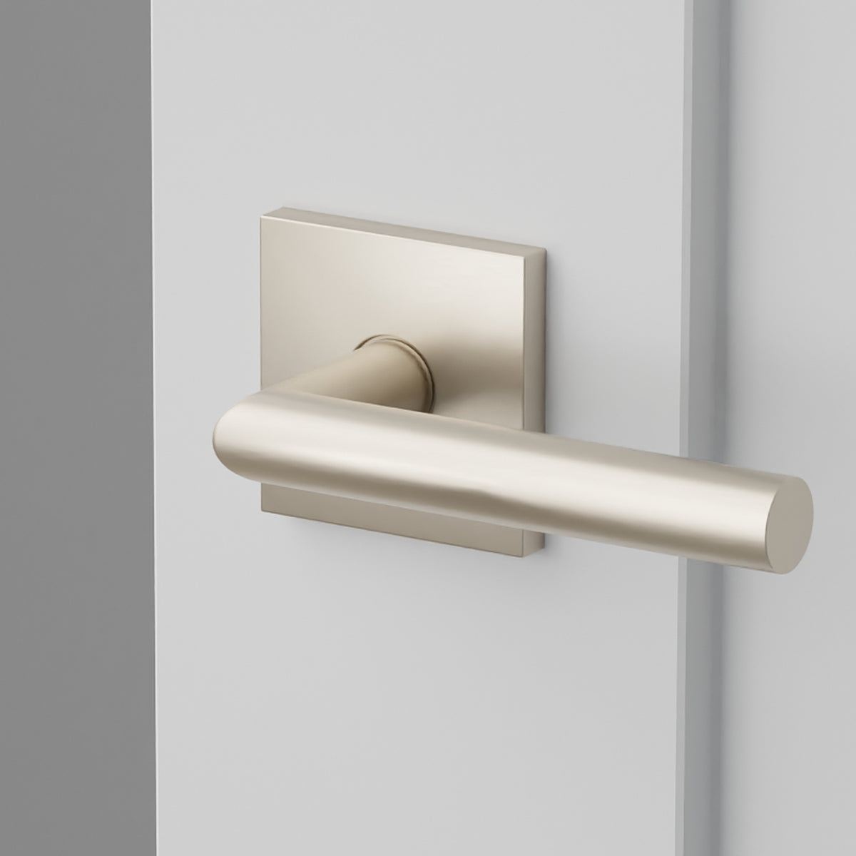 Stuttgart Lever Interior Lockset with Square Rosette by Emtek, Satin Nickel, right handed