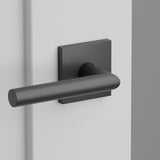Stuttgart Lever Interior Lockset with Square Rosette by Emtek, Flat Black, left handed