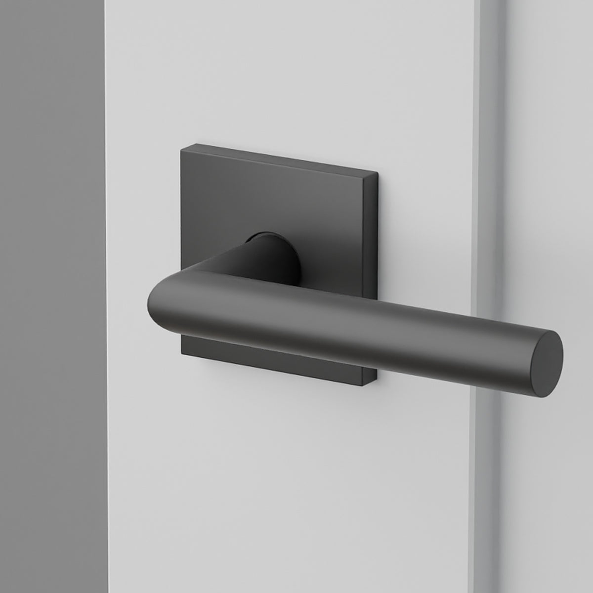 Stuttgart Lever Interior Lockset with Square Rosette by Emtek, Flat Black, right handed