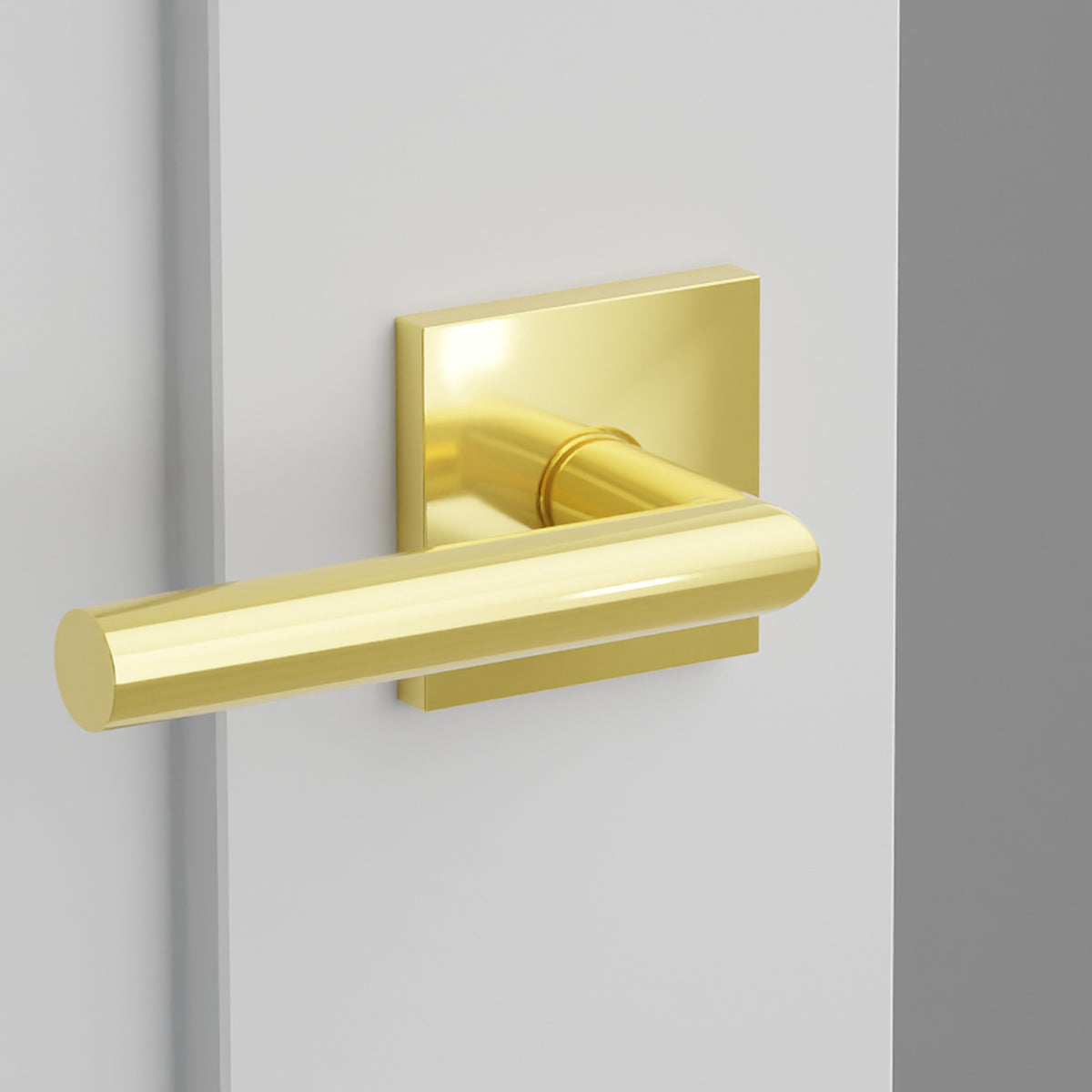 Stuttgart Lever Interior Lockset with Square Rosette by Emtek, Unlacquered Brass, left handed