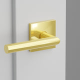 Stuttgart Lever Interior Lockset with Square Rosette by Emtek, Unlacquered Brass, left handed