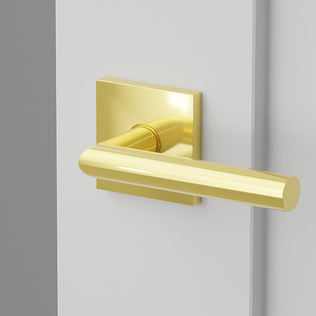 Stuttgart Lever Interior Lockset with Square Rosette by Emtek, Unlacquered Brass, right handed