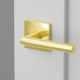 Stuttgart Lever Interior Lockset with Square Rosette by Emtek, Unlacquered Brass, right handed