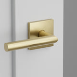 Stuttgart Lever Interior Lockset with Square Rosette by Emtek, Satin Brass, left handed