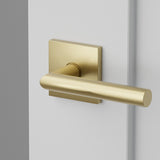 Stuttgart Lever Interior Lockset with Square Rosette by Emtek, Satin Brass, right handed