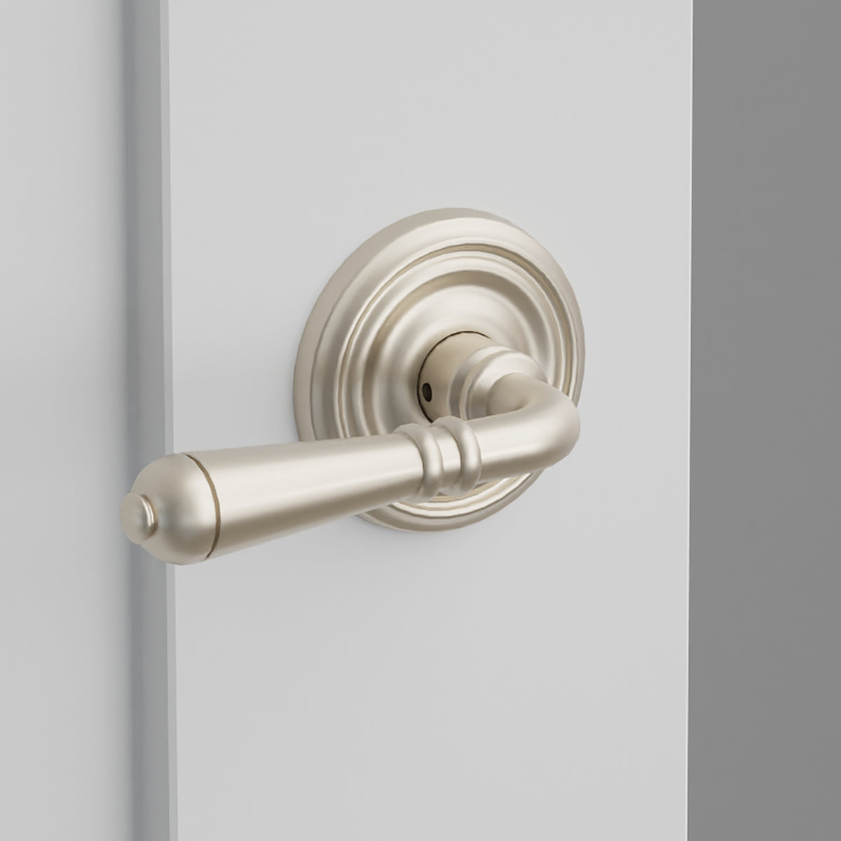 Turino Lever Interior Lockset with Regular Rosette by Emtek, Satin Nickel, left handed