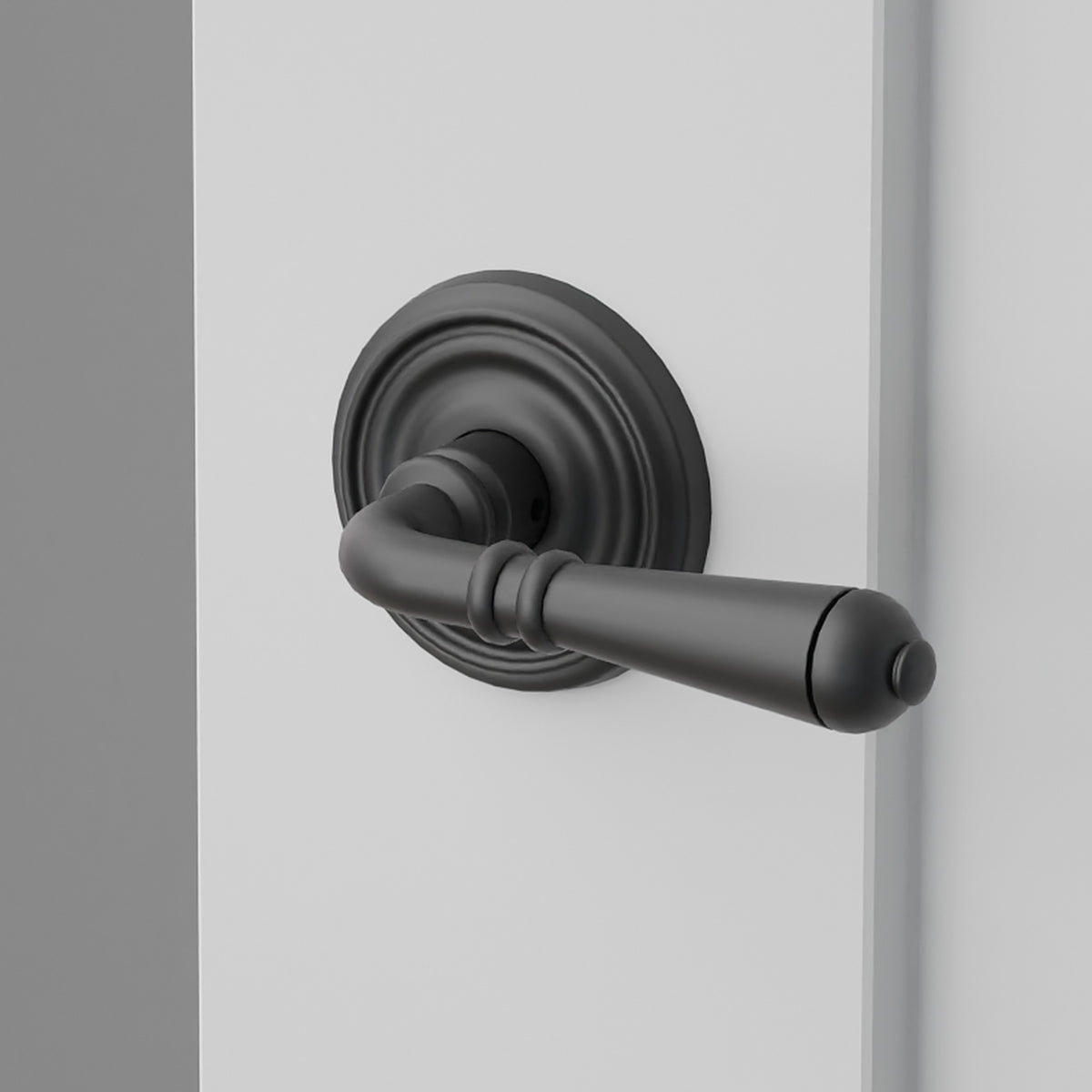 Turino Lever Interior Lockset with Regular Rosette by Emtek, Flat Black, right handed