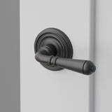 Turino Lever Interior Lockset with Regular Rosette by Emtek, Flat Black, right handed