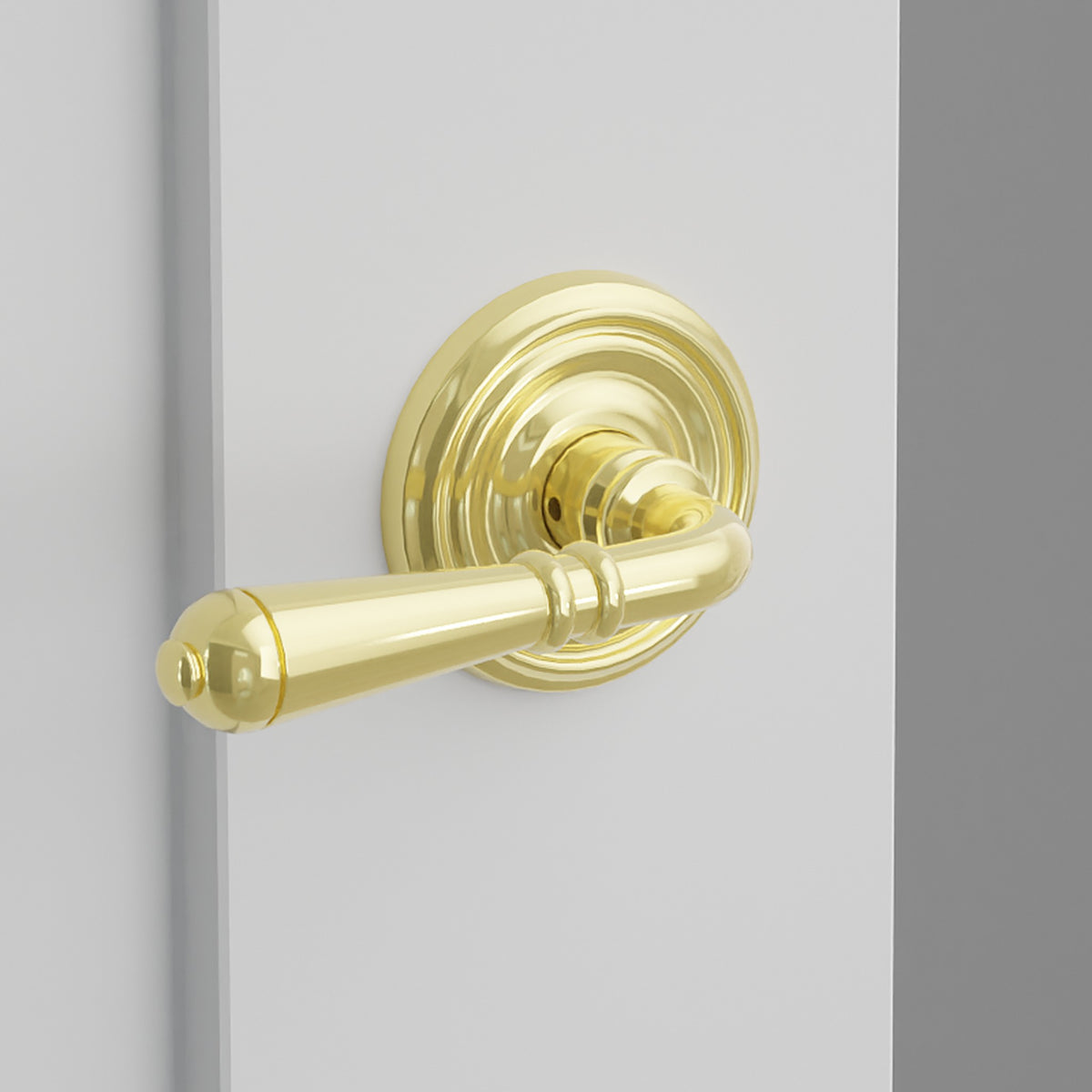 Turino Lever Interior Lockset with Regular Rosette by Emtek, Polished Brass, left handed