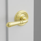 Turino Lever Interior Lockset with Regular Rosette by Emtek, Polished Brass, left handed