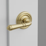 Turino Lever Interior Lockset with Regular Rosette by Emtek, Satin Brass, left handed