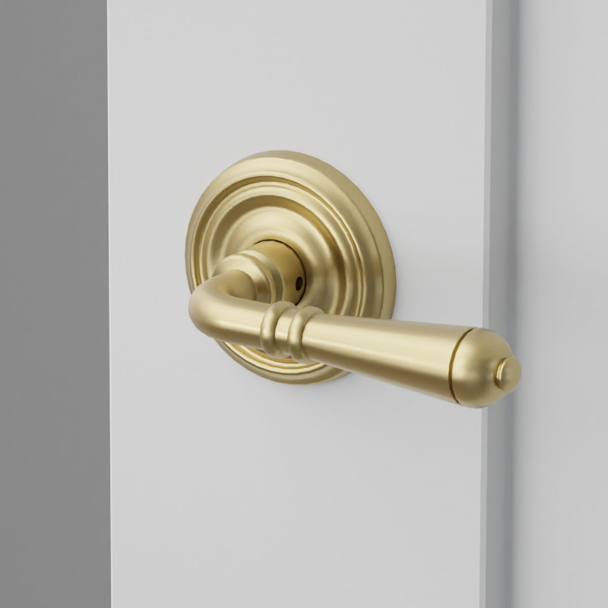 Turino Lever Interior Lockset with Regular Rosette by Emtek, Satin Brass, right handed